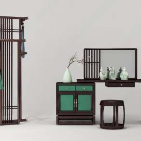 新中式实木梳妆台3D模型下载